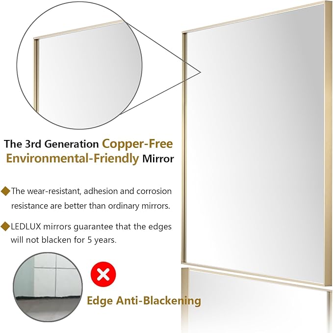 30x40 Inch Gold Bathroom Mirror - Image 2