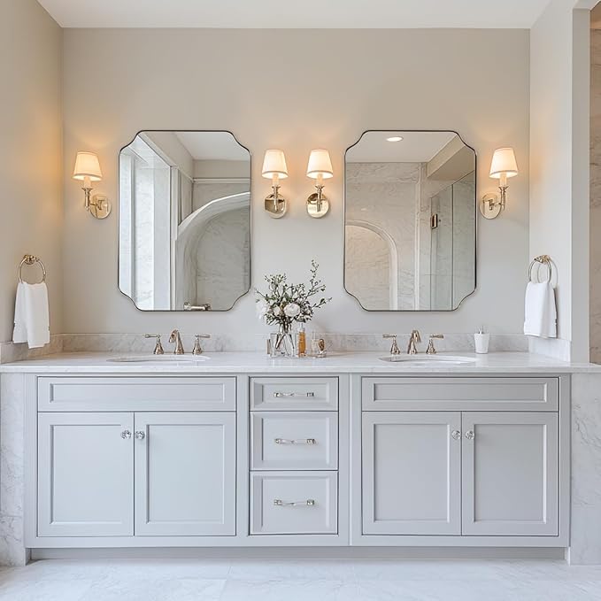 ANDY STAR Scalloped Bathroom Mirror, 22x30’’ Brushed Nickel Rectangle Mirror - Image 8