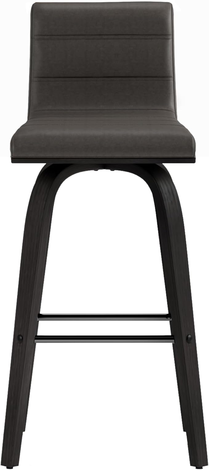 Armen Living Vienna Counter Height Barstool Brushed Wood Finish Faux Leather - Image 7
