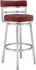 Armen Living Madrid 26" Seat Height Swivel Modern Red Faux Leather and Brushed by ArmenLiving