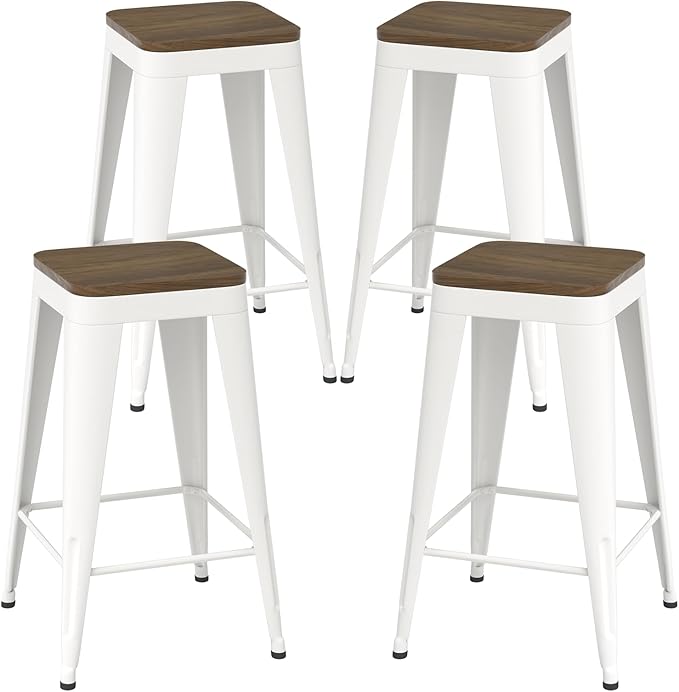 26 inch Backless Bar Stools Set of 4, Indoor Metal Bar Stools by Vinahomar
