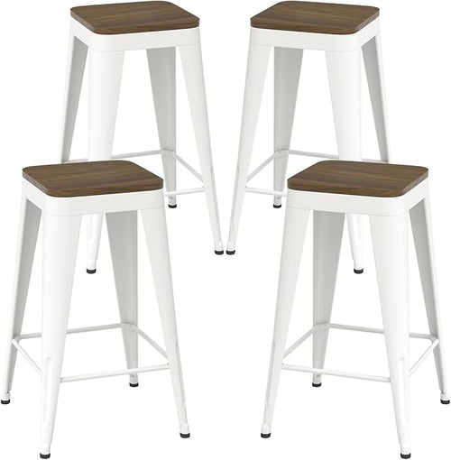 26 inch Backless Bar Stools Set of 4, Indoor Metal Bar Stools by Vinahomar