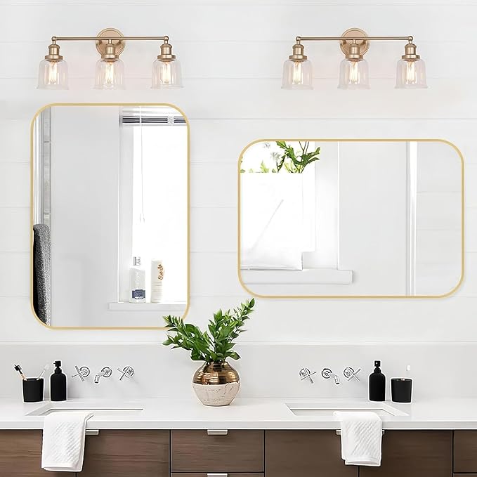 Gold Bathroom Mirror, 48x30 Inch Brushed Gold Mirror, Aluminum Alloy Framed - Image 7