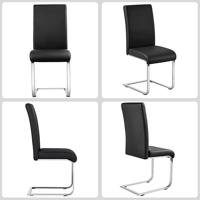 Yaheetech Dining Chairs Set of 2 Modern Faux Leather Upholstered Dining Room - Image 4