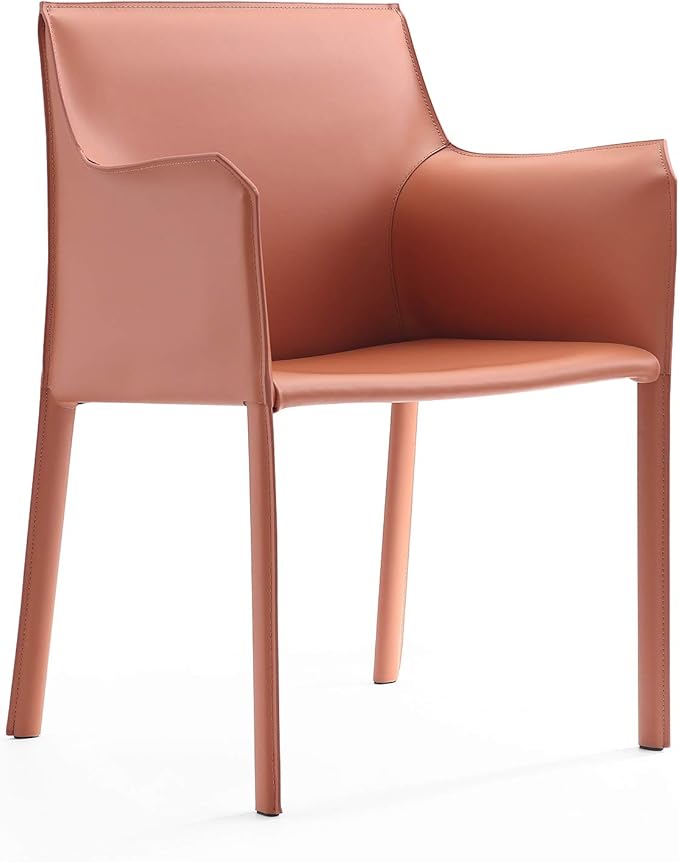 Manhattan Comfort Paris Modern Saddle Leather Dining Chairs, Metal Frame by ManhattanComfort
