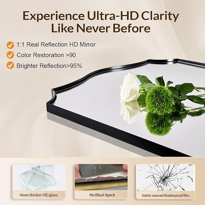 Black Wall Mirror, 24x36 Scalloped Mirror - Image 5