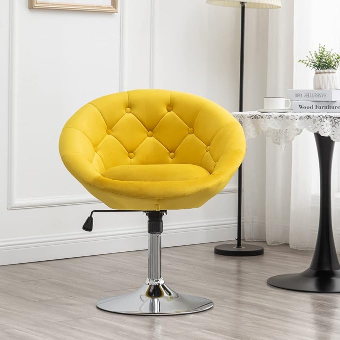 Roundhill Furniture Noas Velvet Upholstered Tufted Back Swivel Accent Chair - Image 10