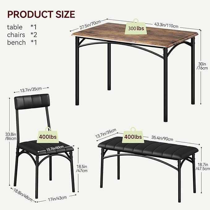 GarveeHome Dining Table Set for 4, Kitchen Table - Image 6