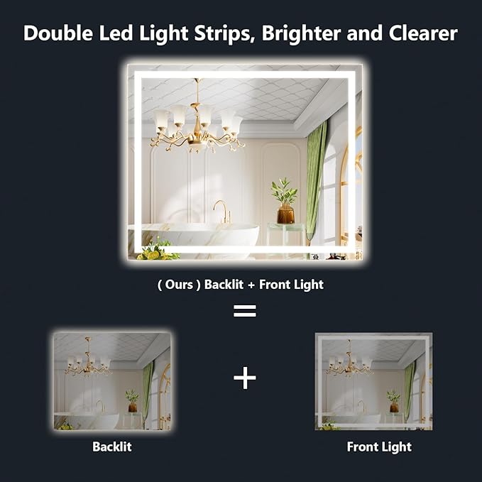 48x40 Inch LED Bathroom Mirror - Image 2
