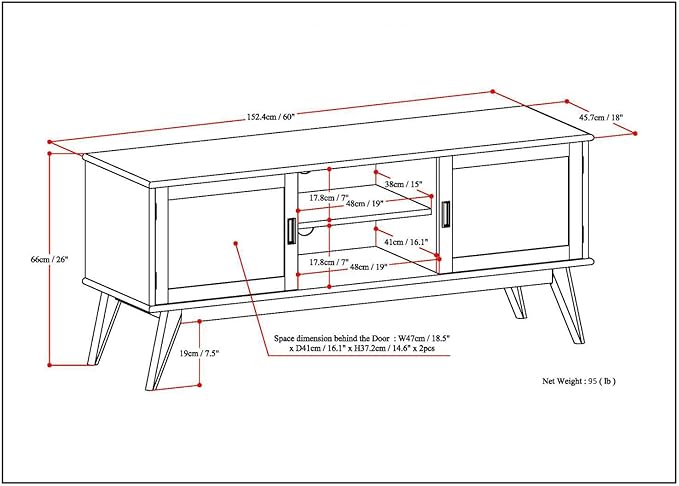 SIMPLIHOME Draper SOLID HARDWOOD 60 inch Wide Mid Century Modern TV Media Stand - Image 14