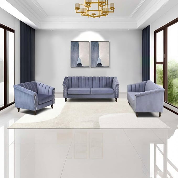60" Loveseat Sofa, Microfiber Chesterfield Upholstered Sofas Love Seat - Image 2