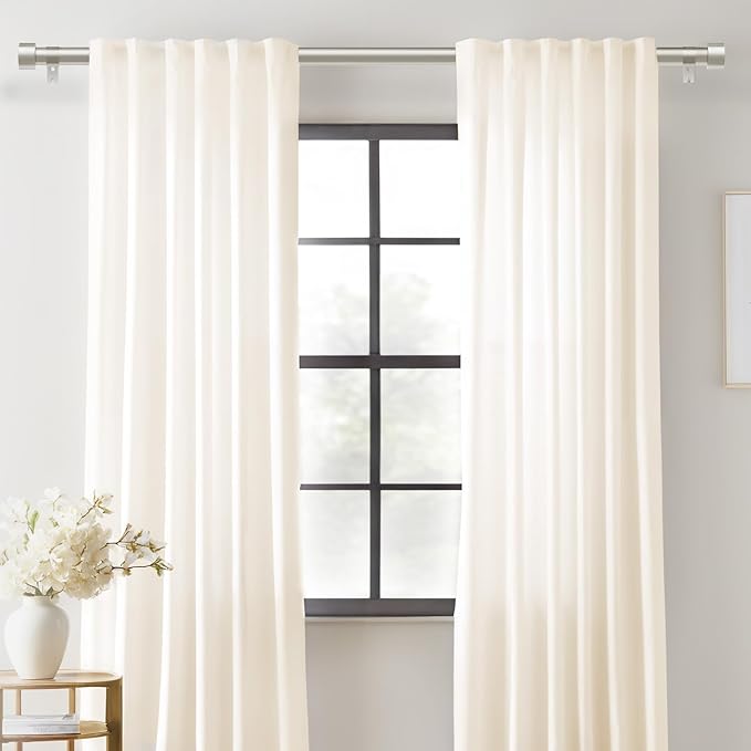 2 Pack Curtain Rods for Windows 66 to 120 Inch, 1 Inch Brushed Nickel Curtain - Image 8