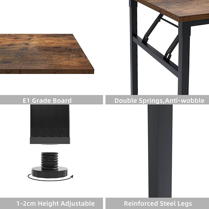 DlandHome Reversible L-Shaped Desk Large Corner Desk Folding Table Computer - Image 6