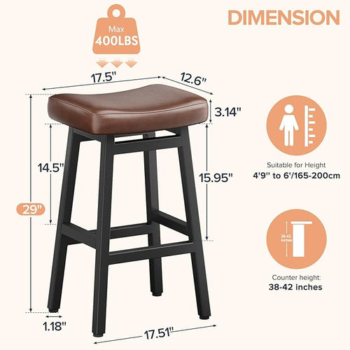 29 Inches Bar Stools Set of 2, Bar Height Barstools - Image 2