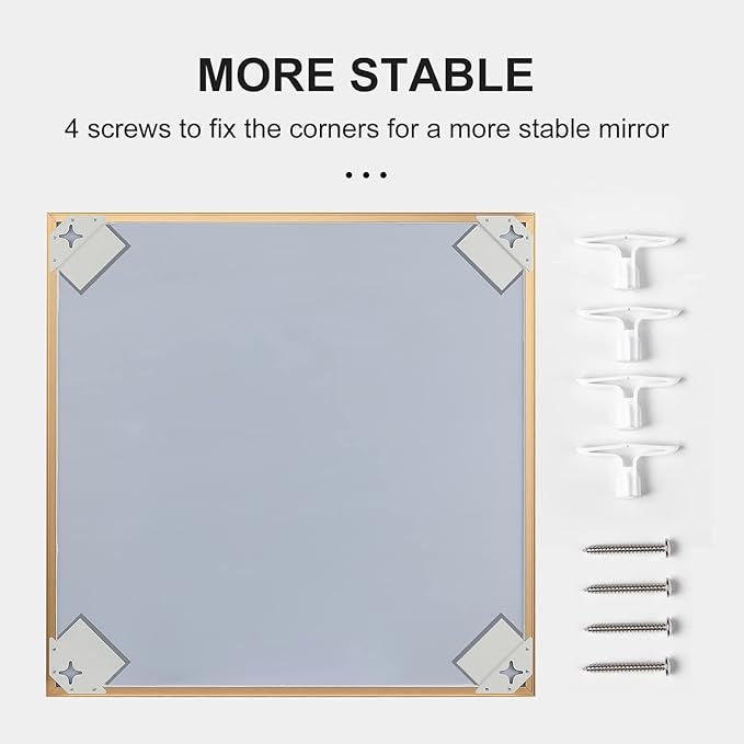 30x36 Inch Gold Mirror with Beveled Trim, Aluminum Frame Bathroom Vanity Mirror - Image 8