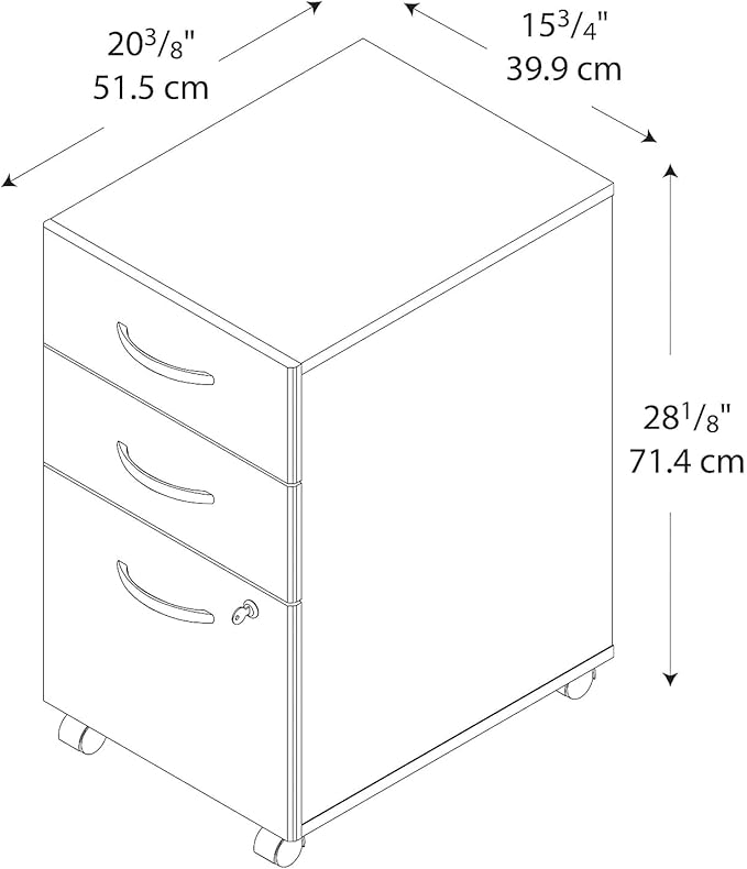 Bush Business Furniture Series C 3 Drawer Mobile File Cabinet in Mahogany - Image 3