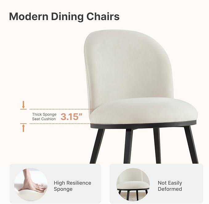 Dining Chairs Set of 6, Fabric Upholstered Dining Room Chairs - Image 3