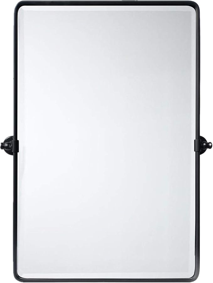 TEHOME Matt Black Pivot Rectangle Bathroom Vanity Mirrror Farmhouse Tiltable by TEHOME