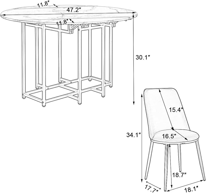 Merax 47.2” Round Dining Table Set - Image 4
