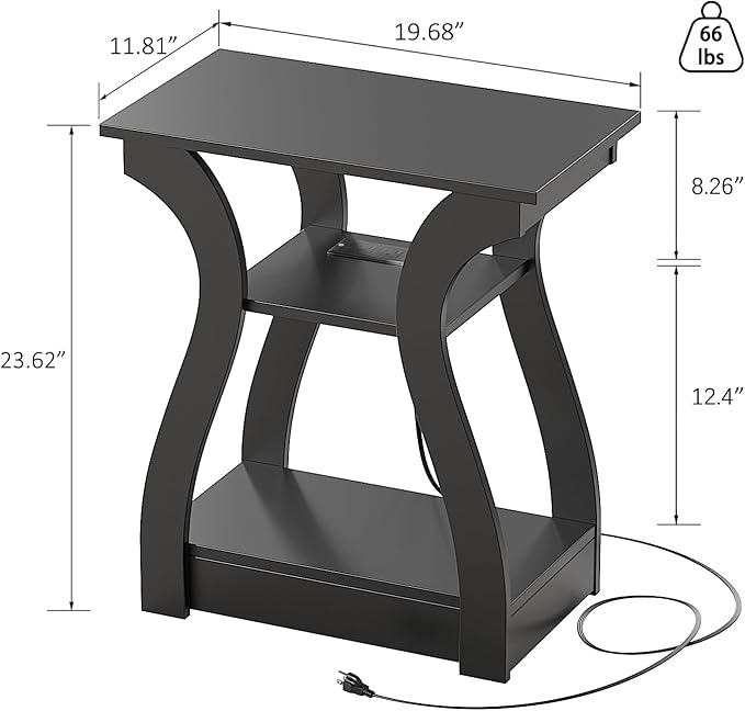 End Table with Charging Station, Side Table with USB Ports and Outlets - Image 2