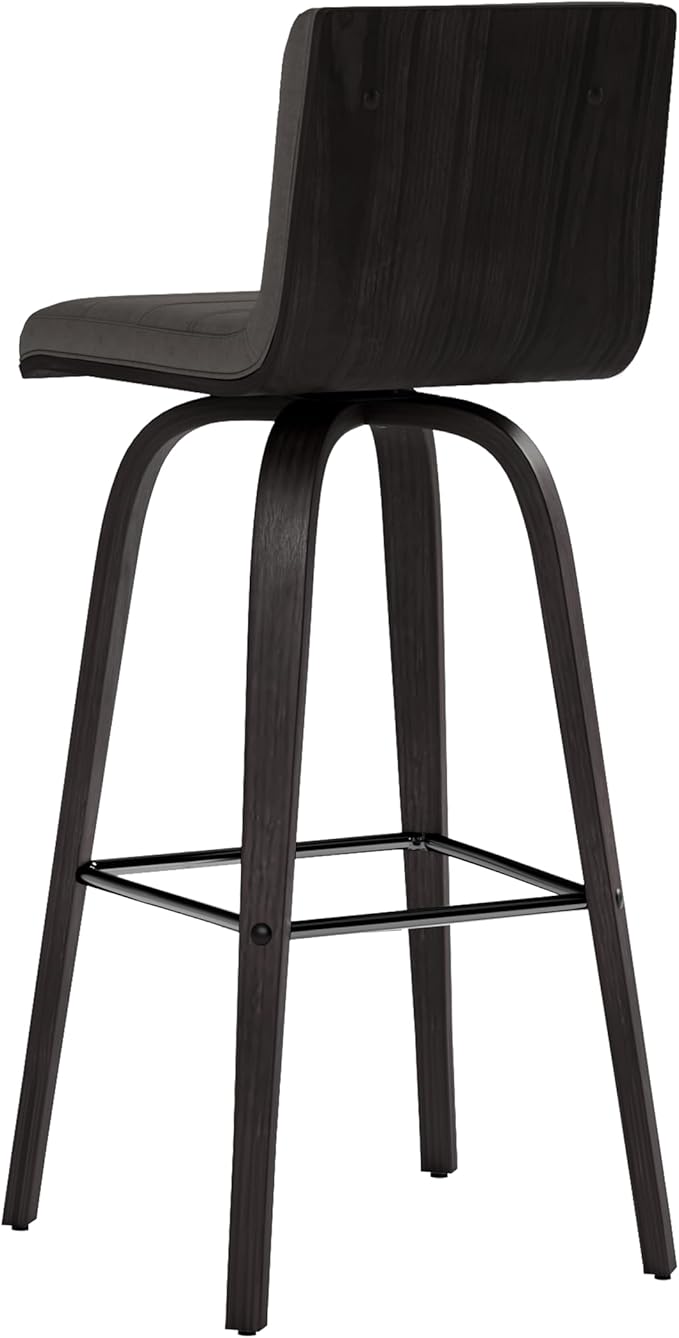 Armen Living Vienna 30" Swivel Bar Stool in Black Wood Finish - Image 6