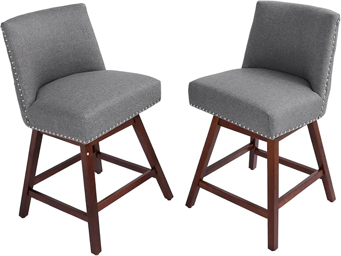 Counter Height Barstools Set of 2, 360° Swivel Bar Stools - Image 3