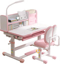 Kids Study Table and Chair Set Pink Adjustable Art Desk by SMIXLVY