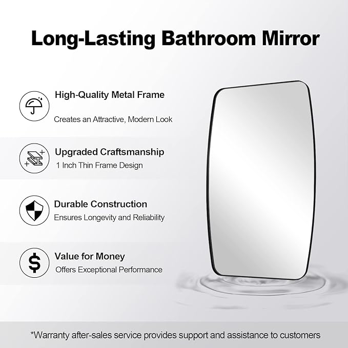ANDY STAR Black Oblong Mirror, 36x48 Inch Black Oval Mirror - Image 8