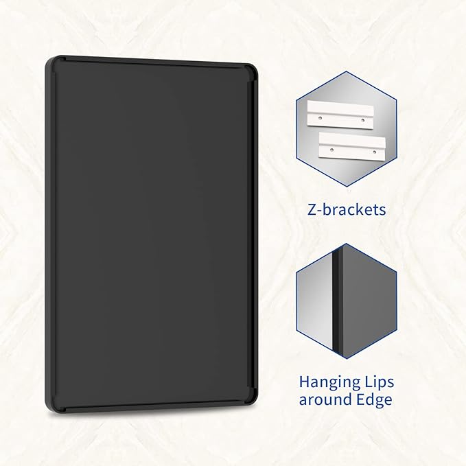 WEER Black Metal Framed Mirror, 60X28 Inch Rectangular Matte Black Wall Mirror - Image 7