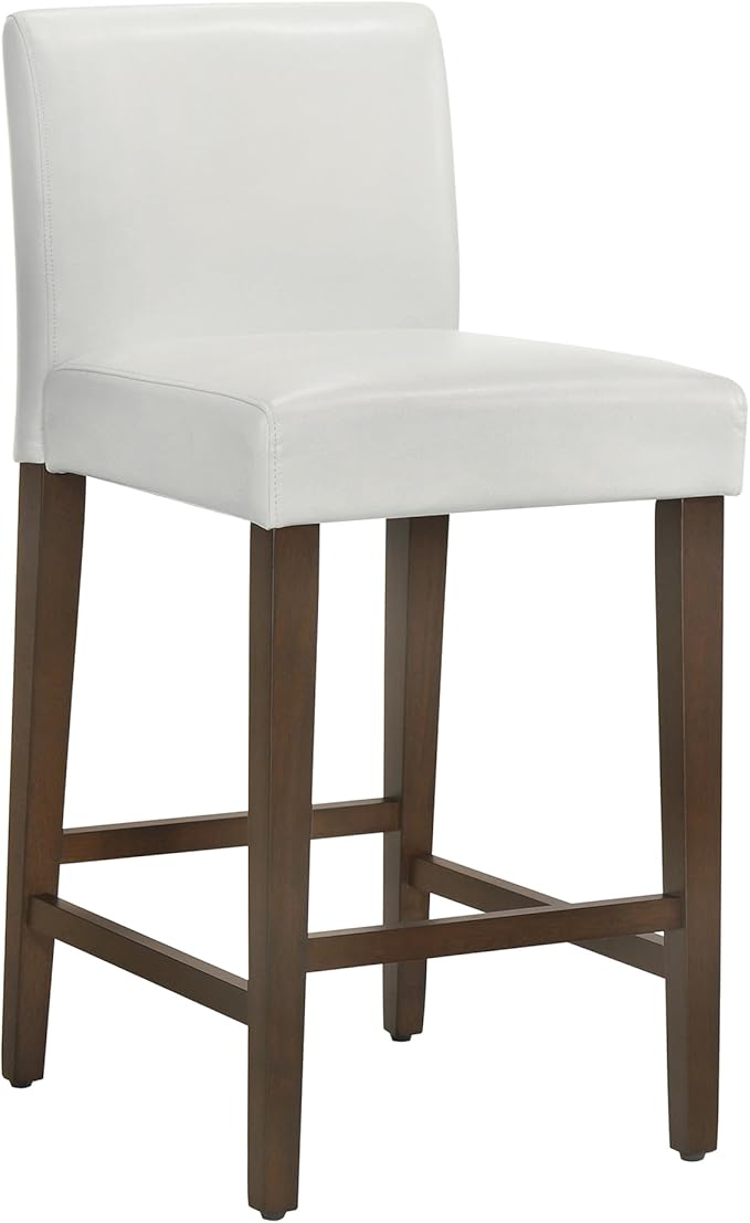 CHITA Counter Height Bar Stools Set of 2, PU Leather in White - Image 4