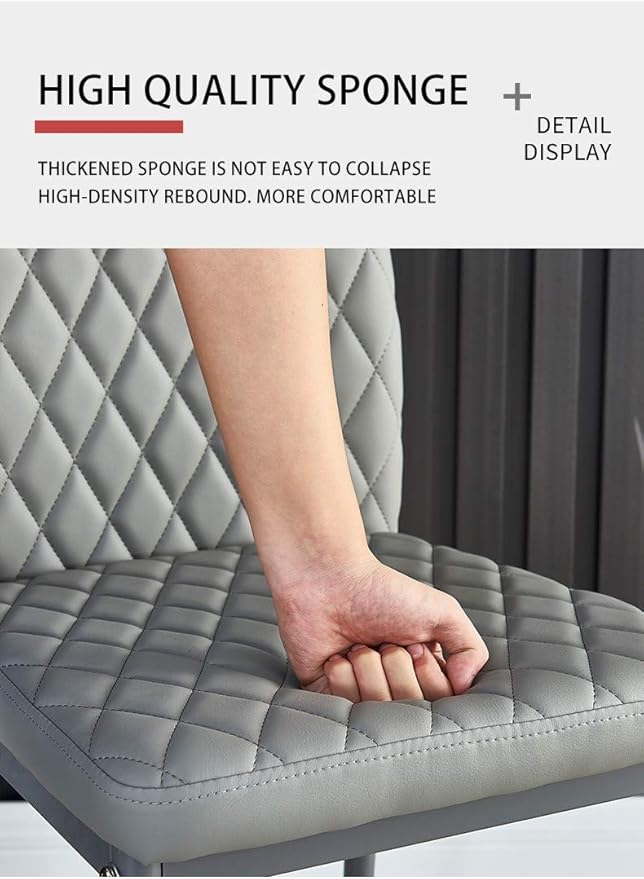 JT Modern Minimalist Dining Chair Fireproof Leather Sprayed Metal Pipe Diamond - Image 5