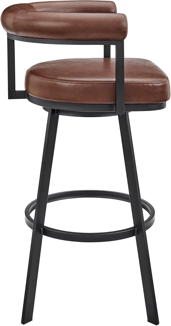 Armen Living Magnolia Swivel Bar Stool in Black Metal - Image 5
