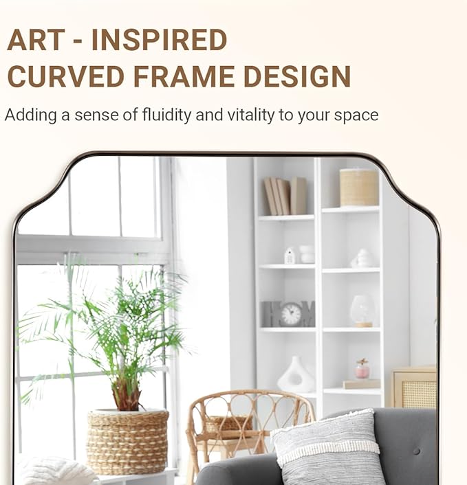 ANDY STAR Chrome Scalloped Mirror, 26x38 Inch Polished Chrome Rectangle Mirror - Image 9