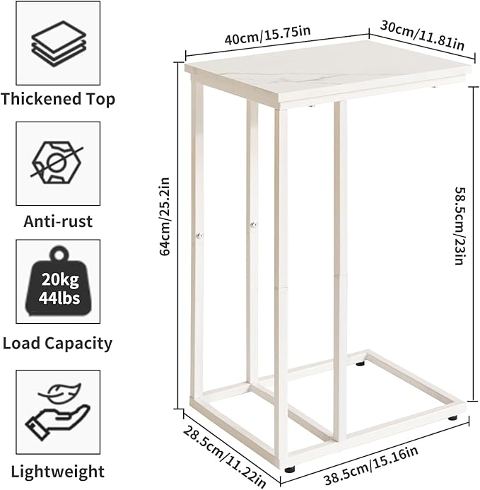 C Shaped End Table Set of 2, Small Side Table - Image 3