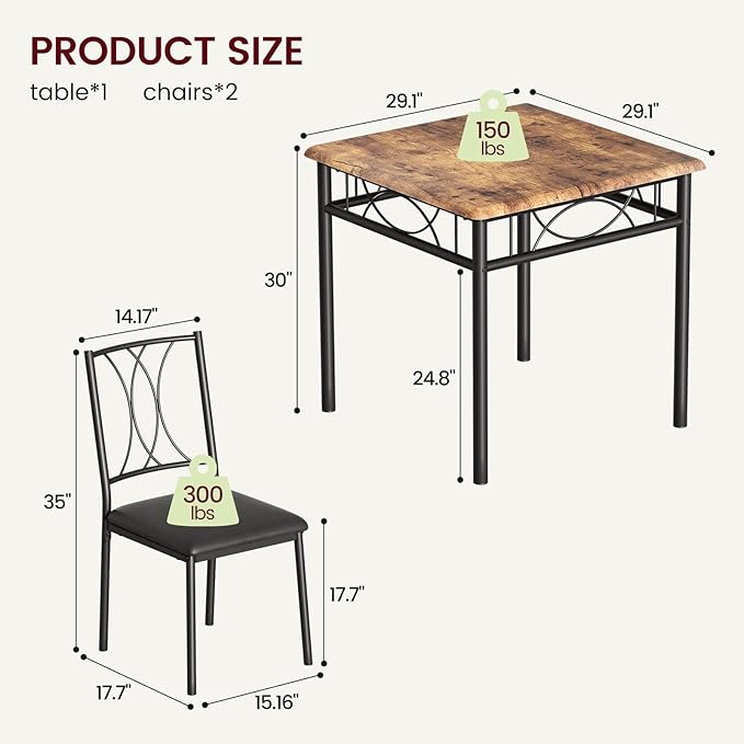 Dining Table Set for 2, Kitchen Table - Image 2
