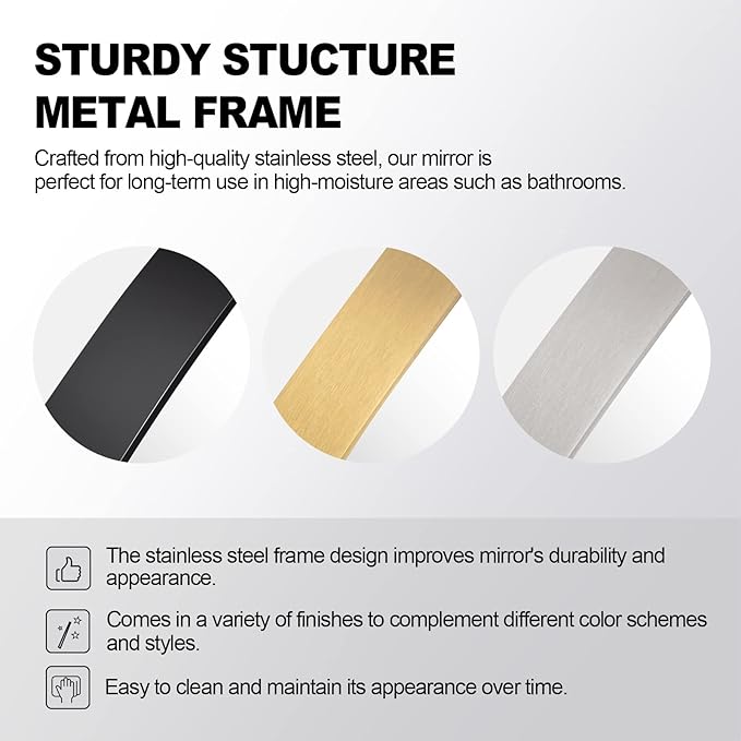 ANDY STAR 30x36” Black Bathroom Mirror, Oblong Vanity Mirror - Image 8