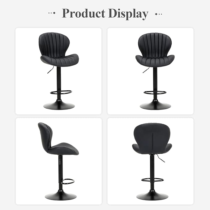 COLAMY Bar Stools Set of 1, Modern Swivel Bar Chairs, Adjustable Faux Leather - Image 7