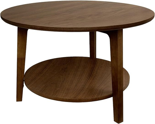 2-Tier Round Coffee Table Wood Nesting Side Table by Tacomany