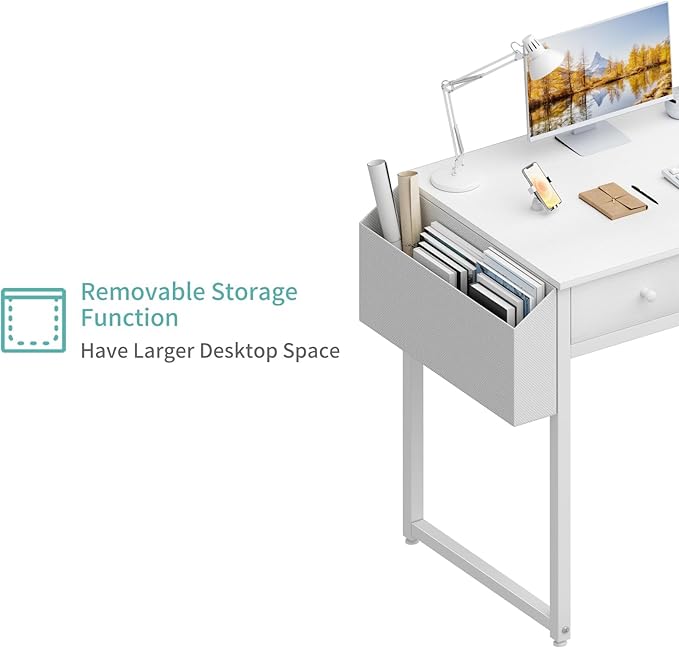 Lufeiya Small White Desk with Drawers - Image 9