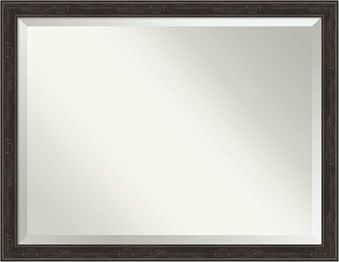 Amanti Art Brown Wall Mirror 34x44 Shipwreck Greywash Narrow Rectangle Bathroom by AmantiArt