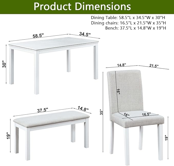KEIKI 6-Piece Standard Height Dining Table Set - Image 3