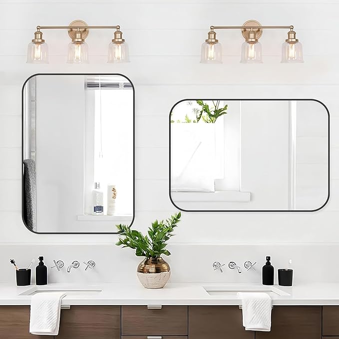 Black Bathroom Mirror, 48x30 Inch Matte Black Mirror, Aluminum Alloy Framed - Image 7