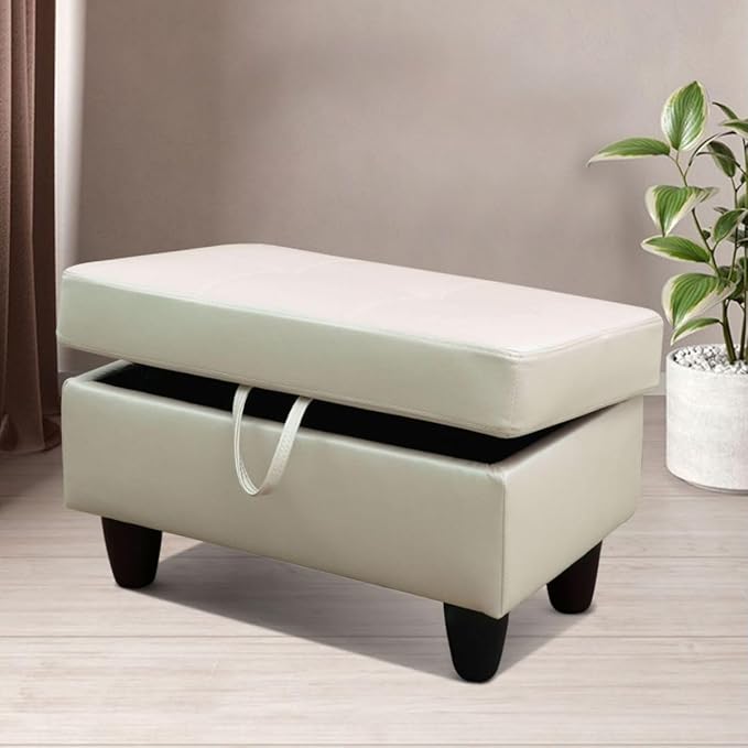 Pearl White L-Shaped 3-Piece Faux Leather Sofa - Image 6