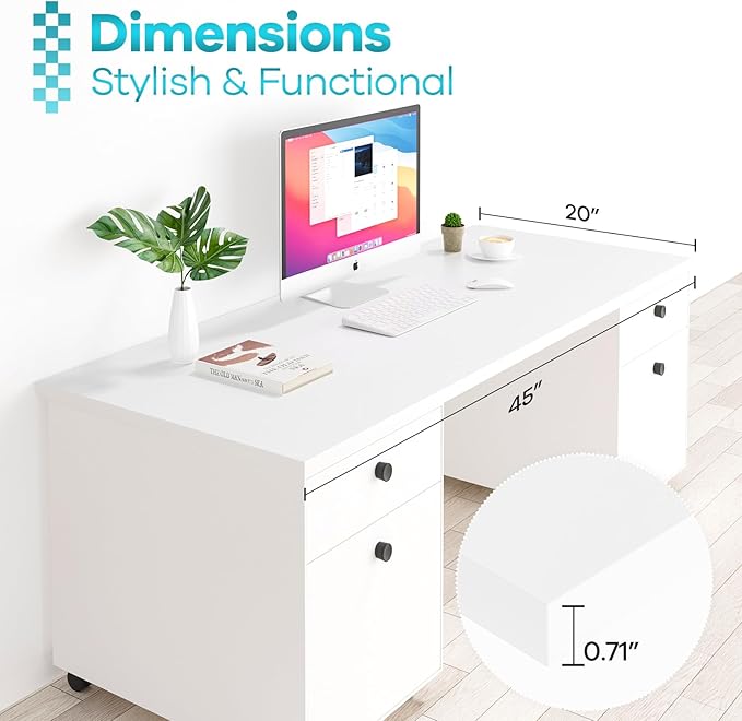 Kaboon 45x20 inch White Table Top Universal, Solid One-Piece Desktop, - Image 3