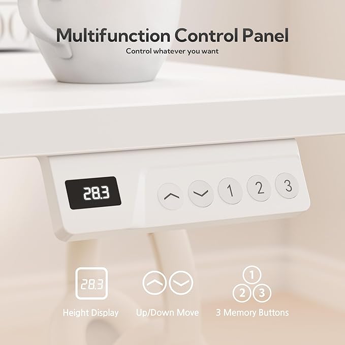 Seang Standing Desk with Drawer, 3 Memory Height Settings with Cable Grommets & - Image 4