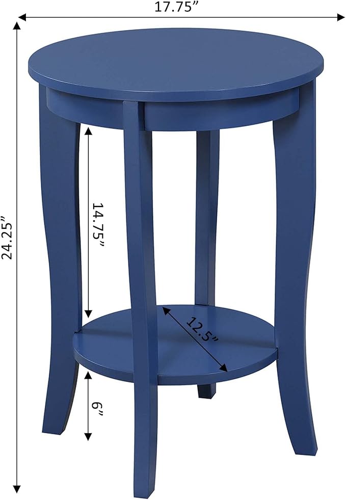 Convenience Concepts American Heritage Round End Table, Cobalt Blue - Image 7