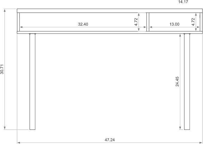 Manhattan Comfort Windsor Modern 2 Shelves Entryway Accent Console Table - Image 3