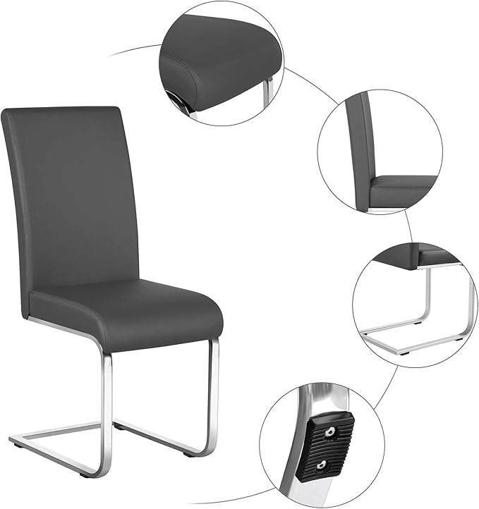 Yaheetech Dining Chairs Set of 6 Modern Faux Leather Upholstered Dining Room - Image 5