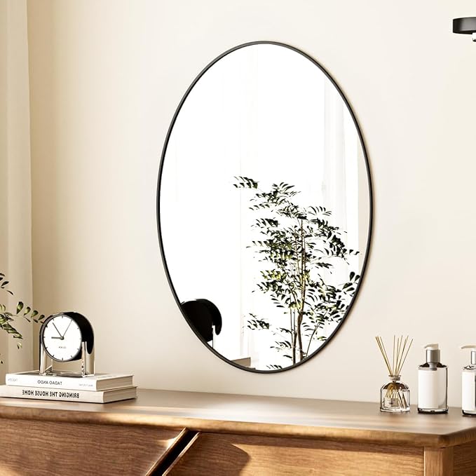 Koonmi Black Oval Bathroom Mirror, Oval Mirror - Image 8