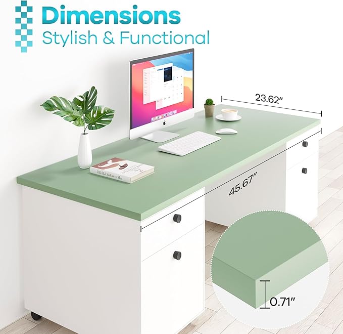 Kaboon Universal Table Top 45.67"x23.62", Solid One-Piece Desktop, Reversible - Image 4
